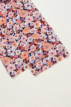 Purple Floral Square Neckline Stretch High Waist Jumpsuit