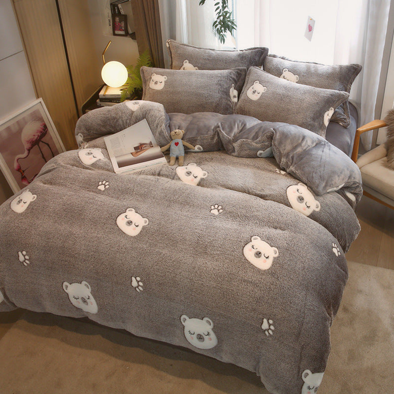 Milk Duvet Set Single Thickened Double Sided Duvet Cover Pi-Mart