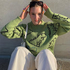 O-Neck Dinosaur Sweater Pi-Mart