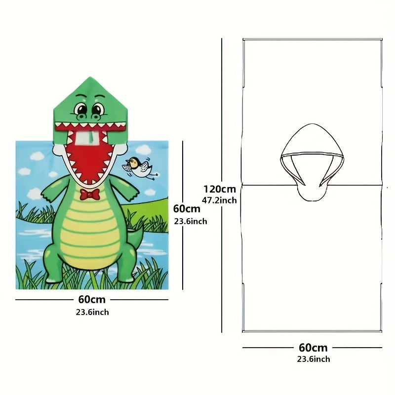1pc Children's Bath Towel, Cartoon Pattern Hooded Bathrobe, Soft Microfiber Kids' Bath Towel, Soft Cloak Blanket, Wearable Beach Towel, Beach Essential, Bathroom Supplies Lootquake LLC