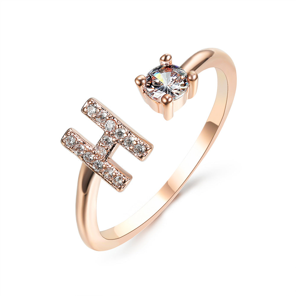 Adjustable 26 Initial Letter Ring Fashion Jewelry For Women Simple Elegant Jewelry Pi-Mart