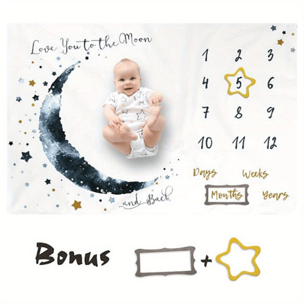 Extra Large Baby Milestone Blanket for Boys - Polyester Photography Prop with Monthly Growth Chart and Calendar - Perfect for Christmas, Halloween, and Thanksgiving Day Gifts Lootquake LLC