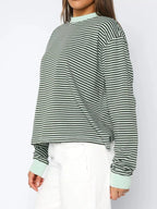 Striped Oversized Round Neck Sweatshirt