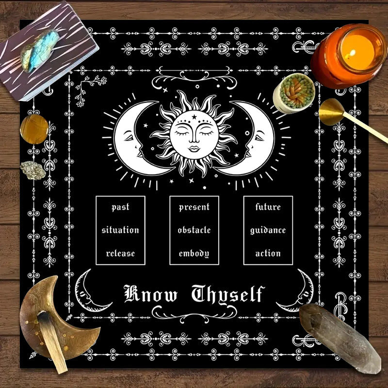 Tarot Tablecloth Board Game Decorative Cloth Have Your Power Mandala Moon Phase Floral Butterfly Tablecloth Pi-Mart