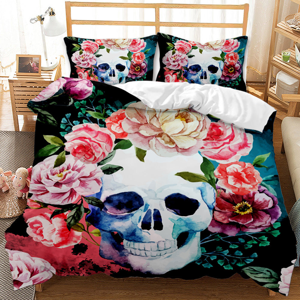 Three-piece Skull Digital Printing Duvet Cover Pi-Mart