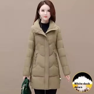 Loose Mid-length High Collar Warm Cotton Coat Jacket Pi-Mart