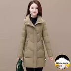 Loose Mid-length High Collar Warm Cotton Coat Jacket Pi-Mart