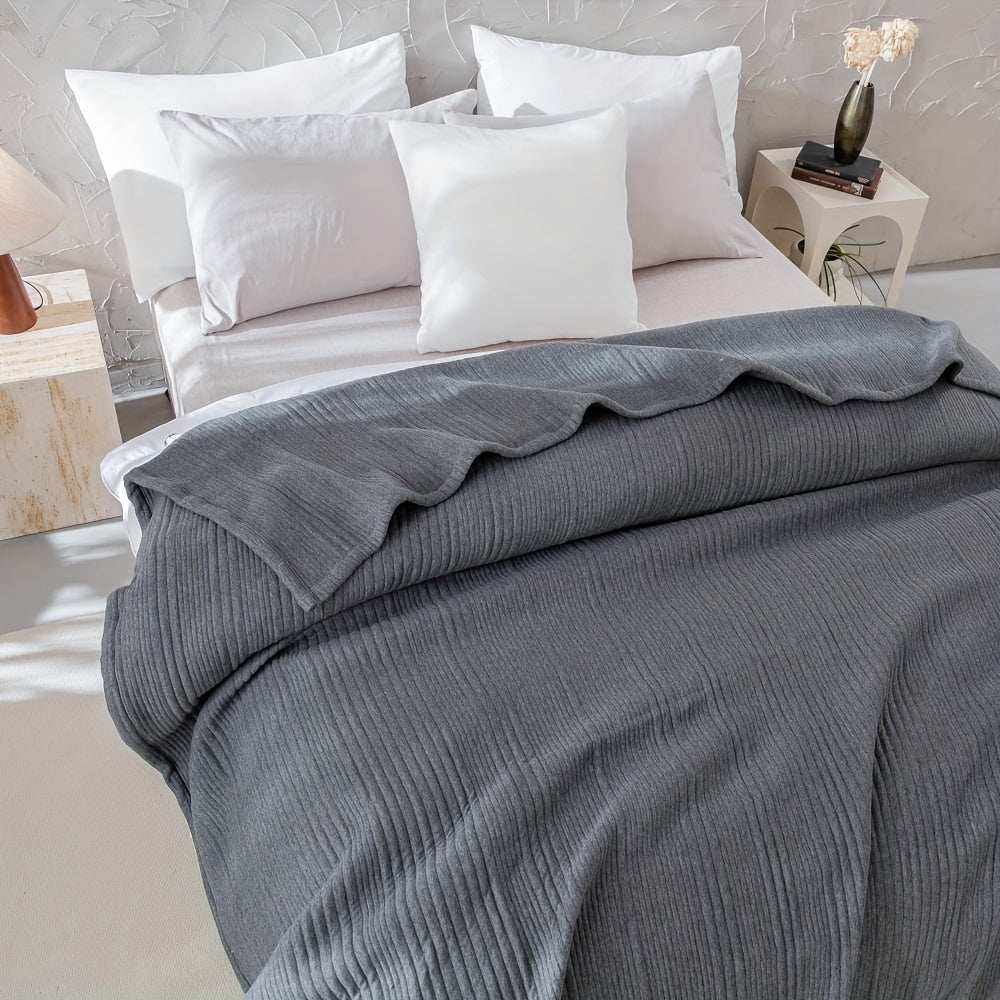 [Fast Arrival] 1pc Ultra-Soft Cloud-Like Cotton Jersey Bed Blanket - Bed Blankets - Plush Quilted Bedspread for Year-Round Comfort, Machine Washable, Soft Coverlet for Cozy Sleeping