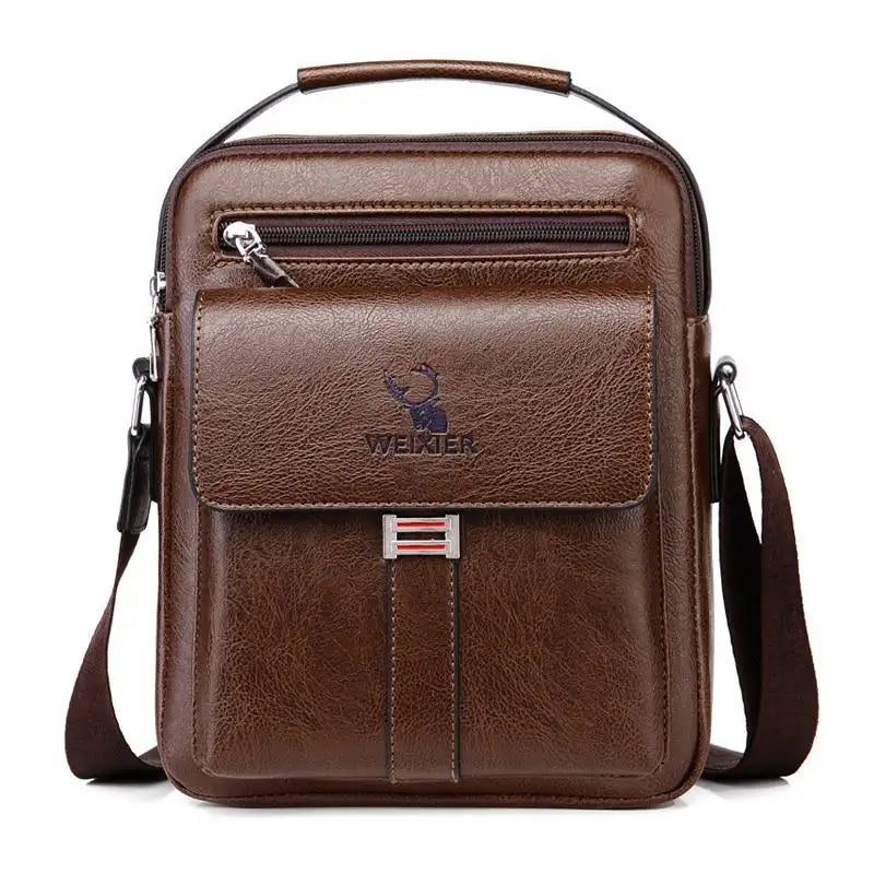 Leather Messenger Crossbody Shoulder Bag For Men Work Business Casual Adjustable Straps With  Metal Zipper - SJB-DIAMOND ELITES