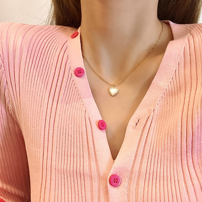 Gold Heart Shaped Opal Necklace Pi-Mart