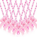 XunYee 36 Pcs Baby Shower Necklace Gender Reveal Pacifier Necklaces Cute Feet Acrylic Baby Pacifiers Necklaces for Baby Shower Funny Pacifiers for Babies Party Favors(Pink)