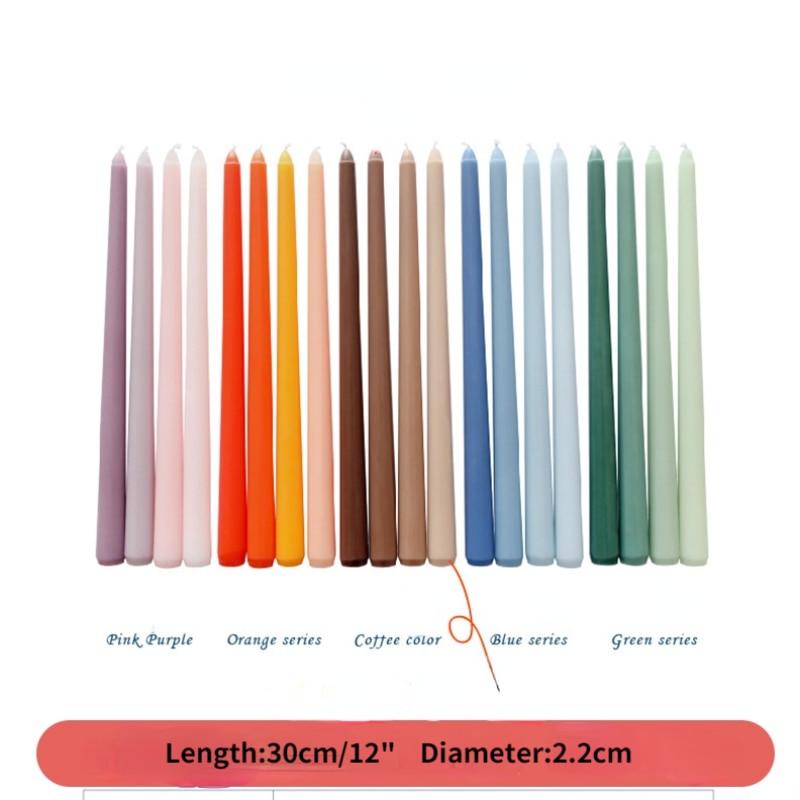4pc Unscented 12" Candles Colored Long Stick Candle Smokeless Home Wedding Centerpiece Birthday Candle Tall Taper Candles Dripless Unscented Dinner Candle Paraffin Wax Candles Stevvex
