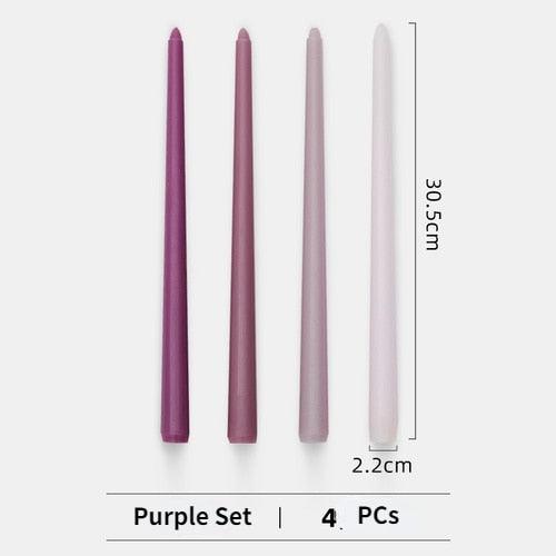 4pc Unscented 12" Candles Colored Long Stick Candle Smokeless Home Wedding Centerpiece Birthday Candle Tall Taper Candles Dripless Unscented Dinner Candle Paraffin Wax Candles Stevvex
