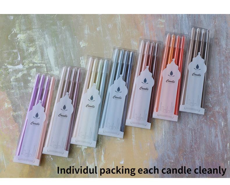 4pc Unscented 12" Candles Colored Long Stick Candle Smokeless Home Wedding Centerpiece Birthday Candle Tall Taper Candles Dripless Unscented Dinner Candle Paraffin Wax Candles Stevvex