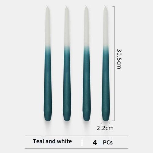 4pc Unscented 12" Candles Colored Long Stick Candle Smokeless Home Wedding Centerpiece Birthday Candle Tall Taper Candles Dripless Unscented Dinner Candle Paraffin Wax Candles Stevvex
