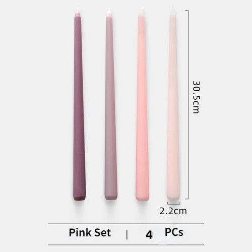 4pc Unscented 12" Candles Colored Long Stick Candle Smokeless Home Wedding Centerpiece Birthday Candle Tall Taper Candles Dripless Unscented Dinner Candle Paraffin Wax Candles Stevvex