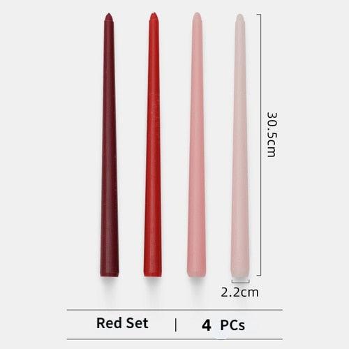 4pc Unscented 12" Candles Colored Long Stick Candle Smokeless Home Wedding Centerpiece Birthday Candle Tall Taper Candles Dripless Unscented Dinner Candle Paraffin Wax Candles Stevvex
