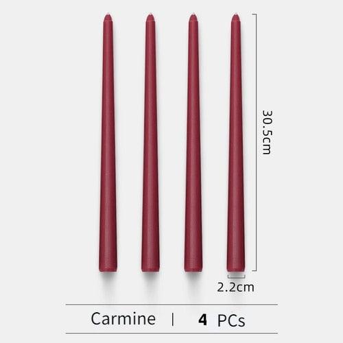 4pc Unscented 12" Candles Colored Long Stick Candle Smokeless Home Wedding Centerpiece Birthday Candle Tall Taper Candles Dripless Unscented Dinner Candle Paraffin Wax Candles Stevvex