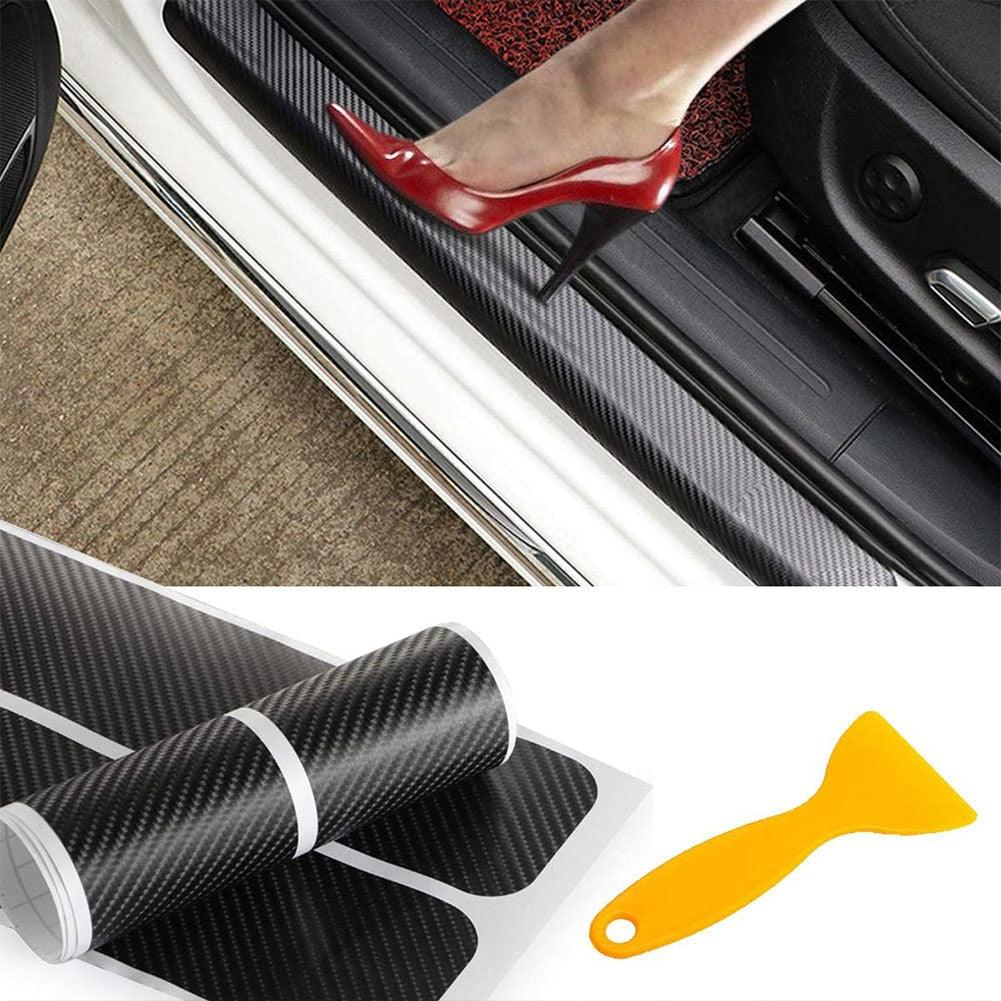 4PCS Car Stickers Universal Sill Scuff Anti Scratch Carbon Fiber Auto Car Door Sticker Decals AUTO Car Door Jamb Guard and Sill Protector Car Door Sill Plate Protectors Door Entry Guards Sill Scuff Cover Panel Step Protector Car Accessories Stevvex
