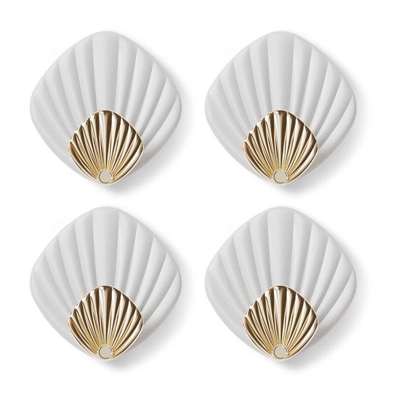 4pcs Creative Shell Shape Wall Hanging Hook Punch-free Strong Adhesive Hook Bathroom Kitchen Wall-mounted Seamless Sticky Hook  Shell Hook Non-Punching Strong Adhesive Adhesive Hook Bearing Door Behind Wall Bathroom Kitchen Key Holder Stevvex