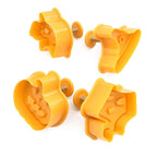 4pcs Halloween Cookie Plunger Cutter 3D Baking Mold Cookie Stamp Biscuit Mold Fondant Cake Decorating Tools Halloween Cookie Cutters Set Fondant Stamper Pastry Cutter Haunted House Hat Ghost Pumpkin Kitchen Molds Stevvex