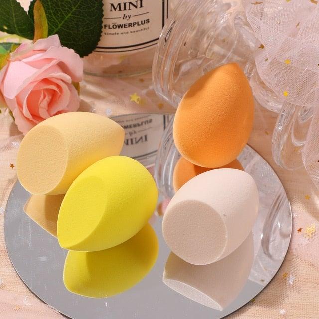4/pcs New Womens Beauty Egg Set Makeup Puff Set Colorful Cushion Cosmestic Sponge Egg Tool Wet and Dry Use Colorful Soft Design Stevvex
