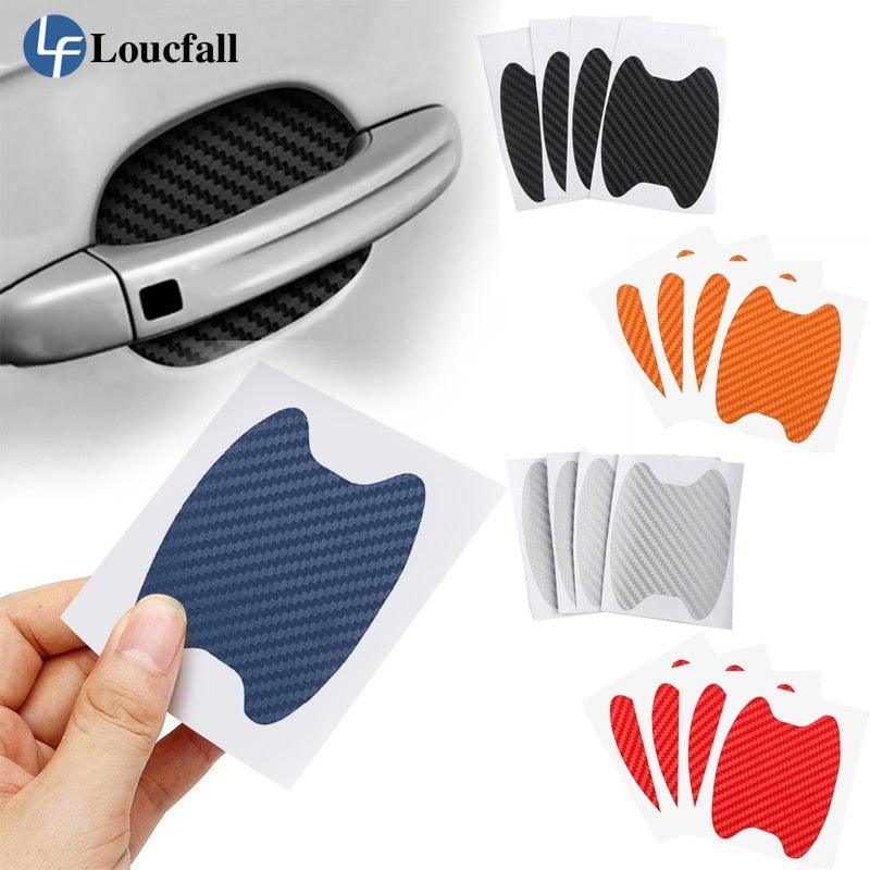 4Pcs/Set Car Door Sticker Carbon Fiber Scratches Resistant Cover Auto Handle Protection Film Exterior Styling Accessories New Car Door Handle Cup Scratch Protector Scratches Protective Films Clear Side Sticker Scratches Car Door Protector Films Stevvex