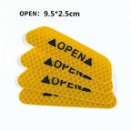 4Pcs/Set Car Door Stickers Universal Safety Warning Mark OPEN High Reflective Tape Motorcycle Bike Helmet Sticker Car Door Open Anti-Collision Reflective Stickers Tape Conspicuity Safety Caution Warning Sticker For Car Truck Trailer Stevvex