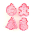 4Pcs/set Plastic Christmas Christmas Tree Halloween Pumpkin Ghost Theme Cookie Cutter Plunger Fondant Chocolate Mold Halloween Cookie Cutters Thanksgiving Fall Christmas Cookie Cutters Biscuit Mold 3D Mini Fondant Cookie Tools Stevvex