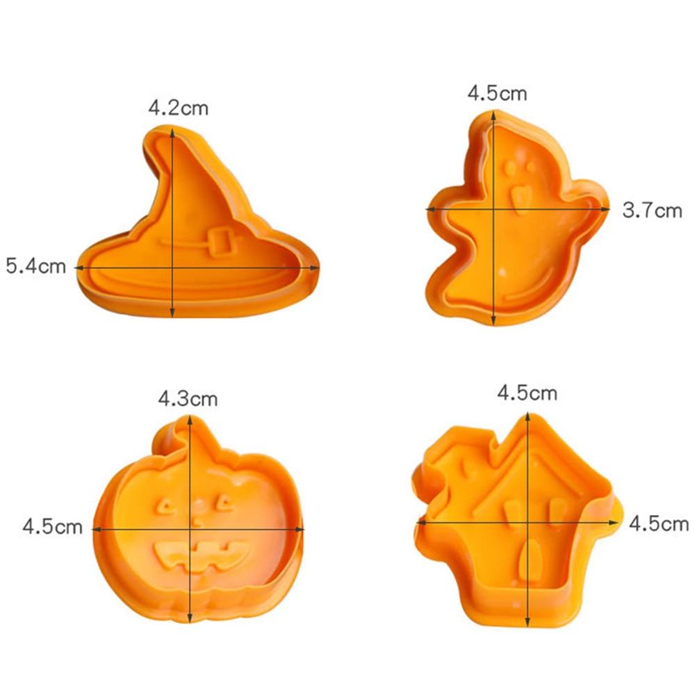 4Pcs/set Plastic Christmas Christmas Tree Halloween Pumpkin Ghost Theme Cookie Cutter Plunger Fondant Chocolate Mold Halloween Cookie Cutters Thanksgiving Fall Christmas Cookie Cutters Biscuit Mold 3D Mini Fondant Cookie Tools Stevvex