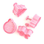 4Pcs/set Plastic Christmas Christmas Tree Halloween Pumpkin Ghost Theme Cookie Cutter Plunger Fondant Chocolate Mold Halloween Cookie Cutters Thanksgiving Fall Christmas Cookie Cutters Biscuit Mold 3D Mini Fondant Cookie Tools Stevvex