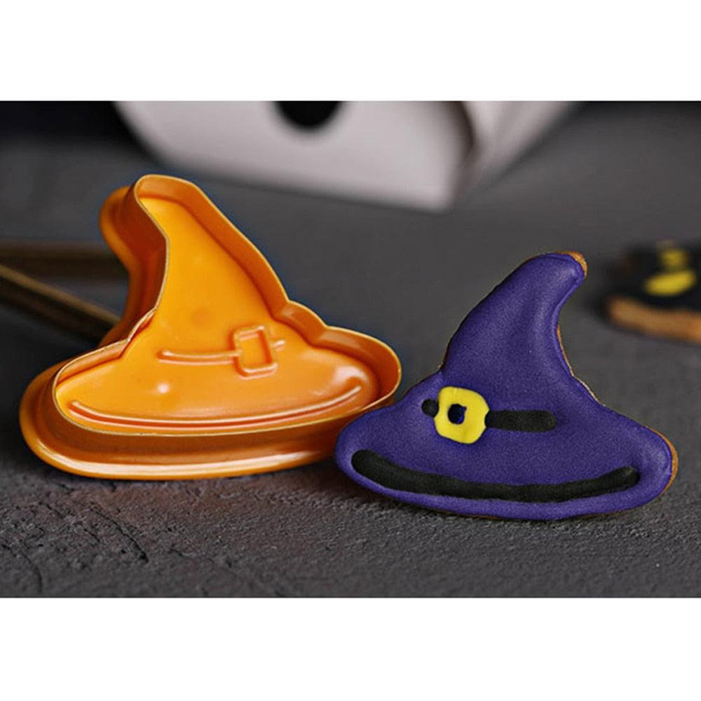 4Pcs/set Plastic Christmas Christmas Tree Halloween Pumpkin Ghost Theme Cookie Cutter Plunger Fondant Chocolate Mold Halloween Cookie Cutters Thanksgiving Fall Christmas Cookie Cutters Biscuit Mold 3D Mini Fondant Cookie Tools Stevvex