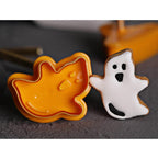 4Pcs/set Plastic Christmas Christmas Tree Halloween Pumpkin Ghost Theme Cookie Cutter Plunger Fondant Chocolate Mold Halloween Cookie Cutters Thanksgiving Fall Christmas Cookie Cutters Biscuit Mold 3D Mini Fondant Cookie Tools Stevvex
