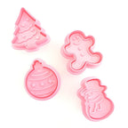 4Pcs/set Plastic Christmas Christmas Tree Halloween Pumpkin Ghost Theme Cookie Cutter Plunger Fondant Chocolate Mold Halloween Cookie Cutters Thanksgiving Fall Christmas Cookie Cutters Biscuit Mold 3D Mini Fondant Cookie Tools Stevvex