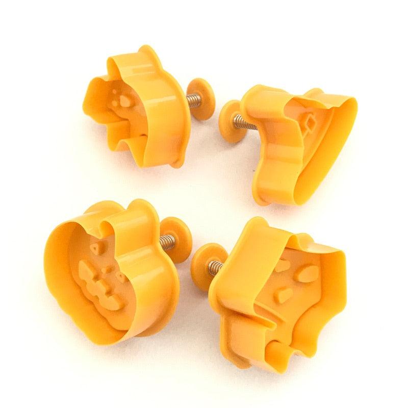 4Pcs/set Plastic Christmas Christmas Tree Halloween Pumpkin Ghost Theme Cookie Cutter Plunger Fondant Chocolate Mold Halloween Cookie Cutters Thanksgiving Fall Christmas Cookie Cutters Biscuit Mold 3D Mini Fondant Cookie Tools Stevvex