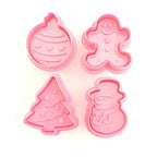 4Pcs/set Plastic Christmas Christmas Tree Halloween Pumpkin Ghost Theme Cookie Cutter Plunger Fondant Chocolate Mold Halloween Cookie Cutters Thanksgiving Fall Christmas Cookie Cutters Biscuit Mold 3D Mini Fondant Cookie Tools Stevvex