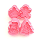 4Pcs/set Plastic Christmas Christmas Tree Halloween Pumpkin Ghost Theme Cookie Cutter Plunger Fondant Chocolate Mold Halloween Cookie Cutters Thanksgiving Fall Christmas Cookie Cutters Biscuit Mold 3D Mini Fondant Cookie Tools Stevvex