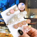 4pcs/set Women Hair Accessories Jewelry Korean Simulation Pearl Barrette Love Hearts Hair Clips For Girls Pink Hairpins Wedding Hair Accessories for Brides and Bridesmaids Stevvex