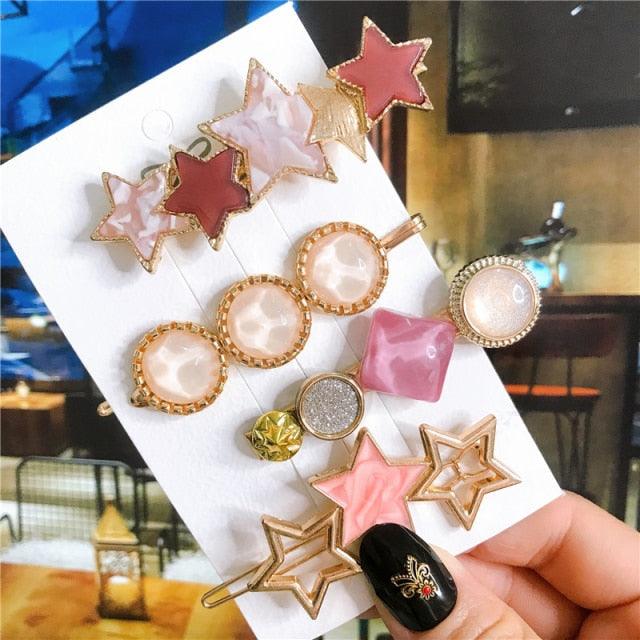 4pcs/set Women Hair Accessories Jewelry Korean Simulation Pearl Barrette Love Hearts Hair Clips For Girls Pink Hairpins Wedding Hair Accessories for Brides and Bridesmaids Stevvex