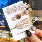 4pcs/set Women Hair Accessories Jewelry Korean Simulation Pearl Barrette Love Hearts Hair Clips For Girls Pink Hairpins Wedding Hair Accessories for Brides and Bridesmaids Stevvex