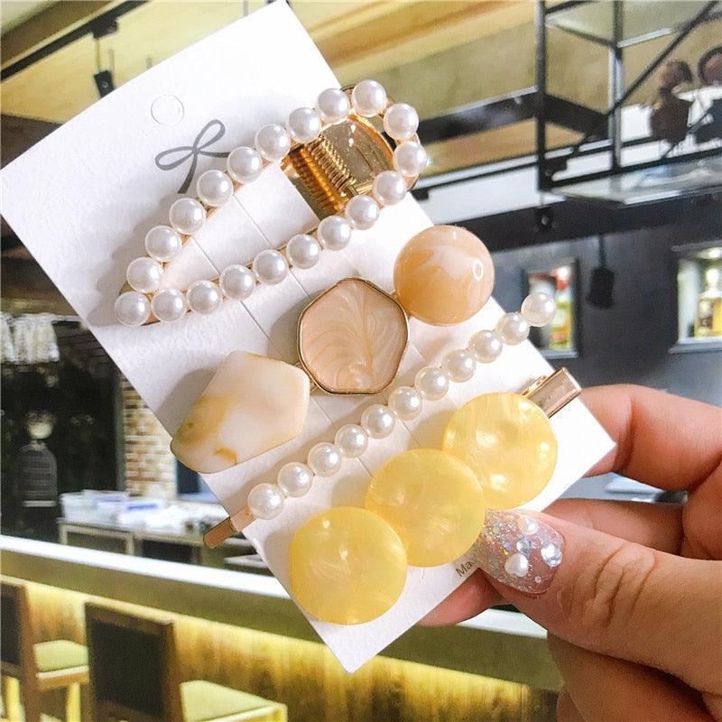 4pcs/set Women Hair Accessories Jewelry Korean Simulation Pearl Barrette Love Hearts Hair Clips For Girls Pink Hairpins Wedding Hair Accessories for Brides and Bridesmaids Stevvex