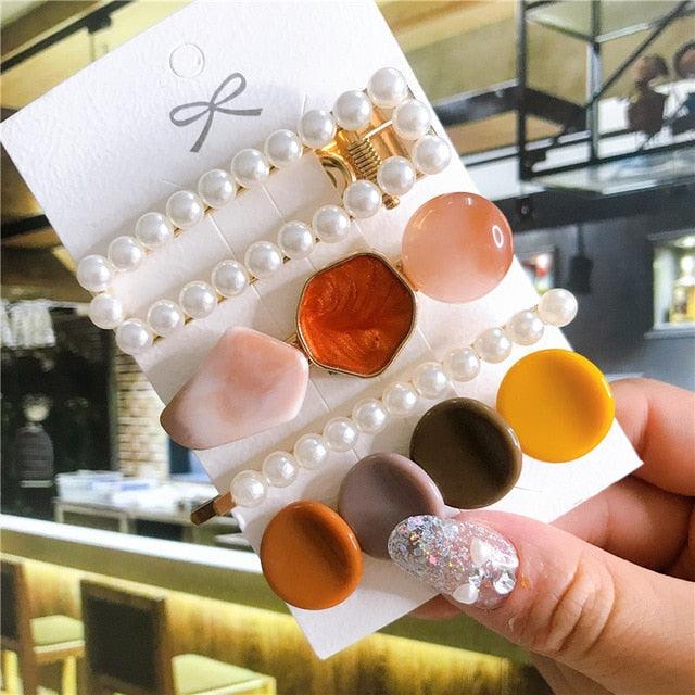 4pcs/set Women Hair Accessories Jewelry Korean Simulation Pearl Barrette Love Hearts Hair Clips For Girls Pink Hairpins Wedding Hair Accessories for Brides and Bridesmaids Stevvex