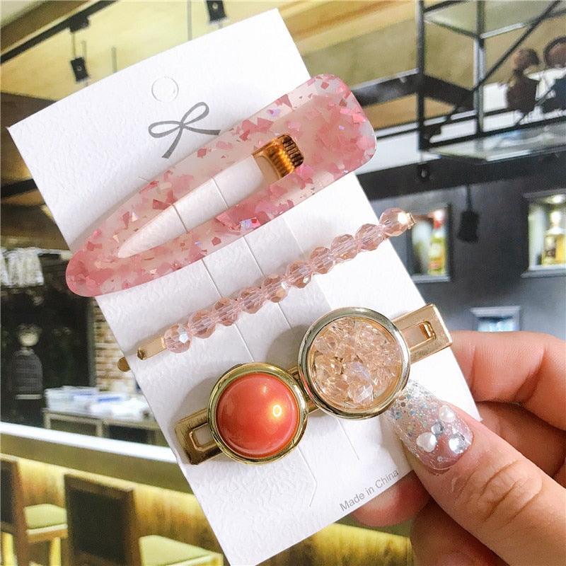 4pcs/set Women Hair Accessories Jewelry Korean Simulation Pearl Barrette Love Hearts Hair Clips For Girls Pink Hairpins Wedding Hair Accessories for Brides and Bridesmaids Stevvex