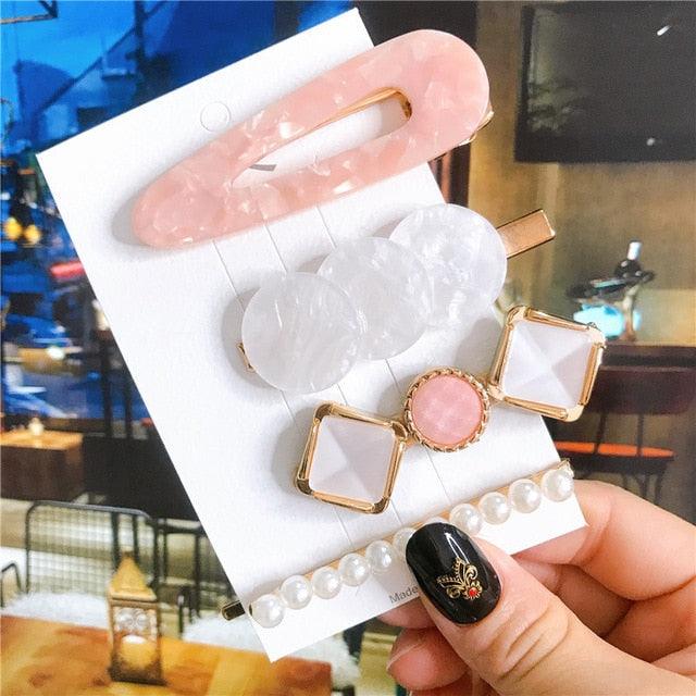 4pcs/set Women Hair Accessories Jewelry Korean Simulation Pearl Barrette Love Hearts Hair Clips For Girls Pink Hairpins Wedding Hair Accessories for Brides and Bridesmaids Stevvex