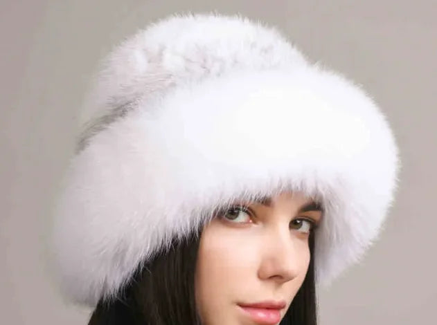 Mink Hair Hat - Lady Braided Fur Winter Hat Pi-Mart