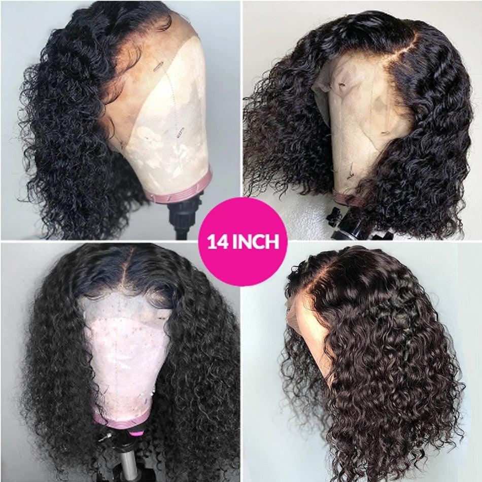 4X4 Water Wave Short Bob Wig 8-12Inches Best Human Hair Wigs For Black Woman Brazilian Pre Plucked Baby Hairs Jerry Curl Wigs Wigs For Black Women Gifts for Girlfriends Stevvex