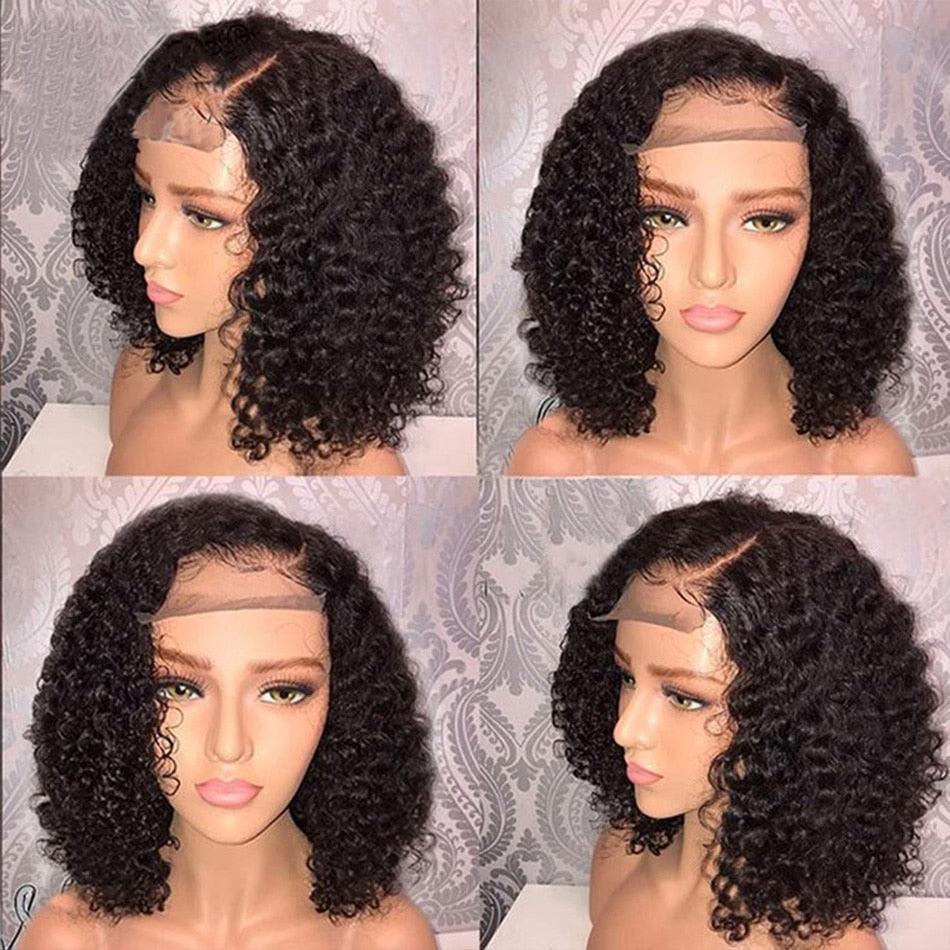 4X4 Water Wave Short Bob Wig 8-12Inches Best Human Hair Wigs For Black Woman Brazilian Pre Plucked Baby Hairs Jerry Curl Wigs Wigs For Black Women Gifts for Girlfriends Stevvex