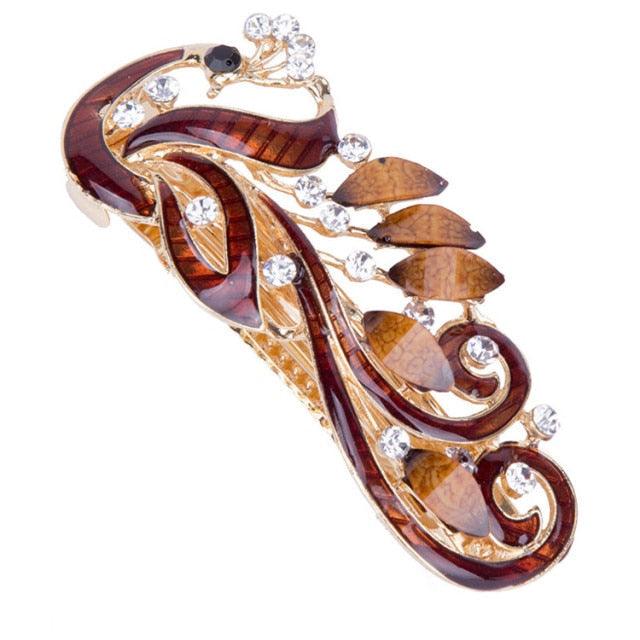 5 Colors Trendy Peacock Barrettes Crystal Flower Hairpins Headwear For Hair Women Romantic Headdress Wedding Hair Accessories for Brides and Bridesmaids Stevvex