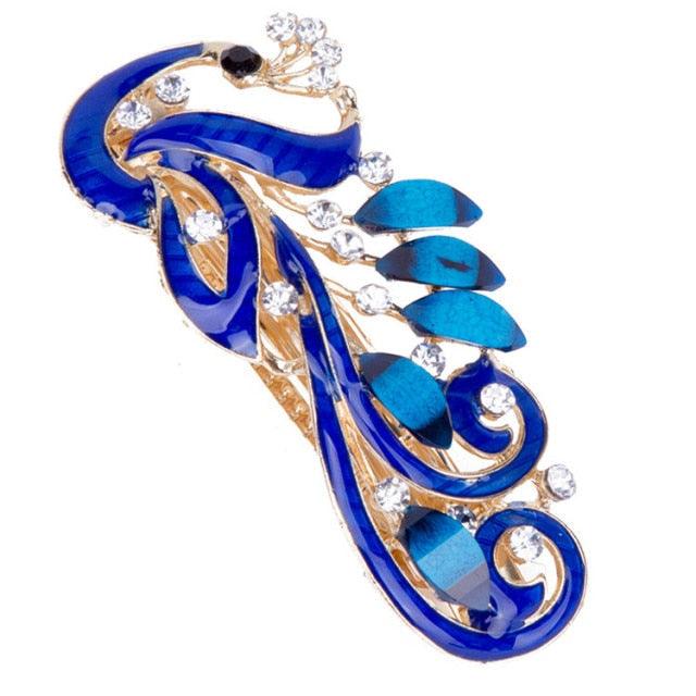 5 Colors Trendy Peacock Barrettes Crystal Flower Hairpins Headwear For Hair Women Romantic Headdress Wedding Hair Accessories for Brides and Bridesmaids Stevvex