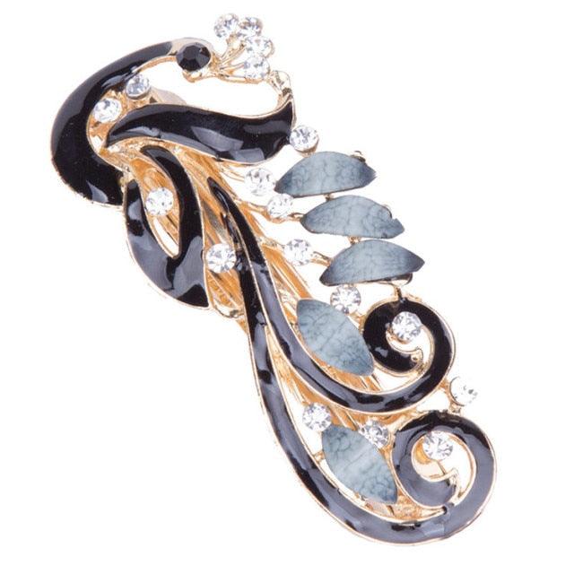 5 Colors Trendy Peacock Barrettes Crystal Flower Hairpins Headwear For Hair Women Romantic Headdress Wedding Hair Accessories for Brides and Bridesmaids Stevvex